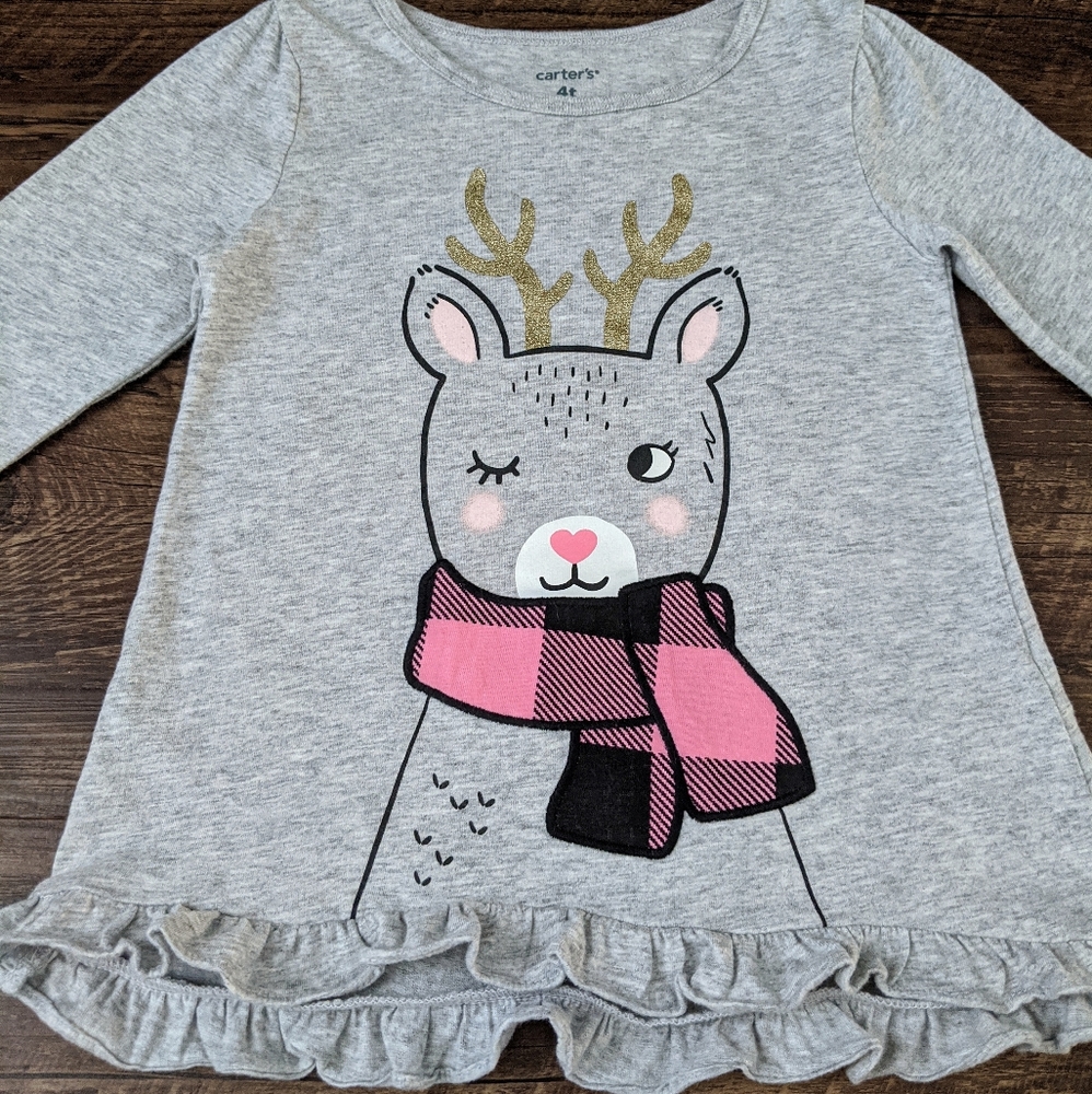 Carter's Grey Deer Ruffle Tee Shirt